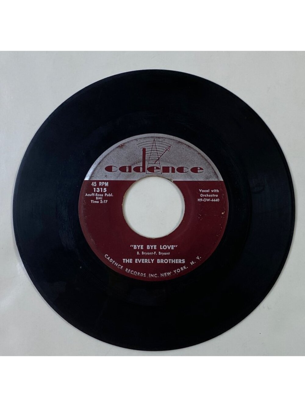 Vintage 45 RPM Vinyl Everly Brothers Bye Bye Love/I Wonder If I Care As Much